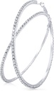 Velký Rhinestone Hoop Náušnice zářící krystal Rhinestone Dangle Big Hoop Náušnice pro ženy Svatební strana Favor, 80 mm