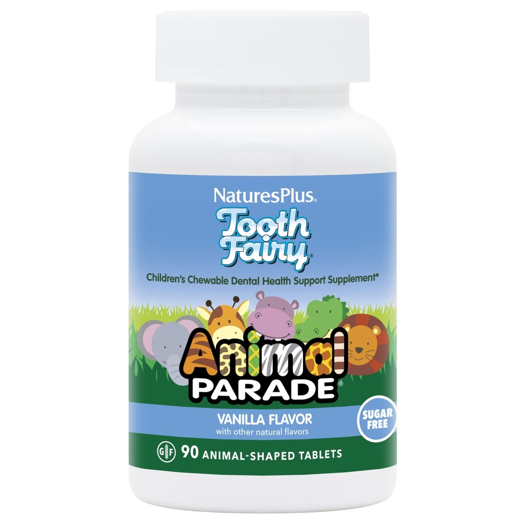 Naturations Plus Animal Parade Tooth Fairy Children 's Chewables - Natural Vanilla Flavor - 90 Animal- Shaped Tablety - Doplněk pro zubní zdraví - Vegetariánské, Gluten zdarma - 45 Služení