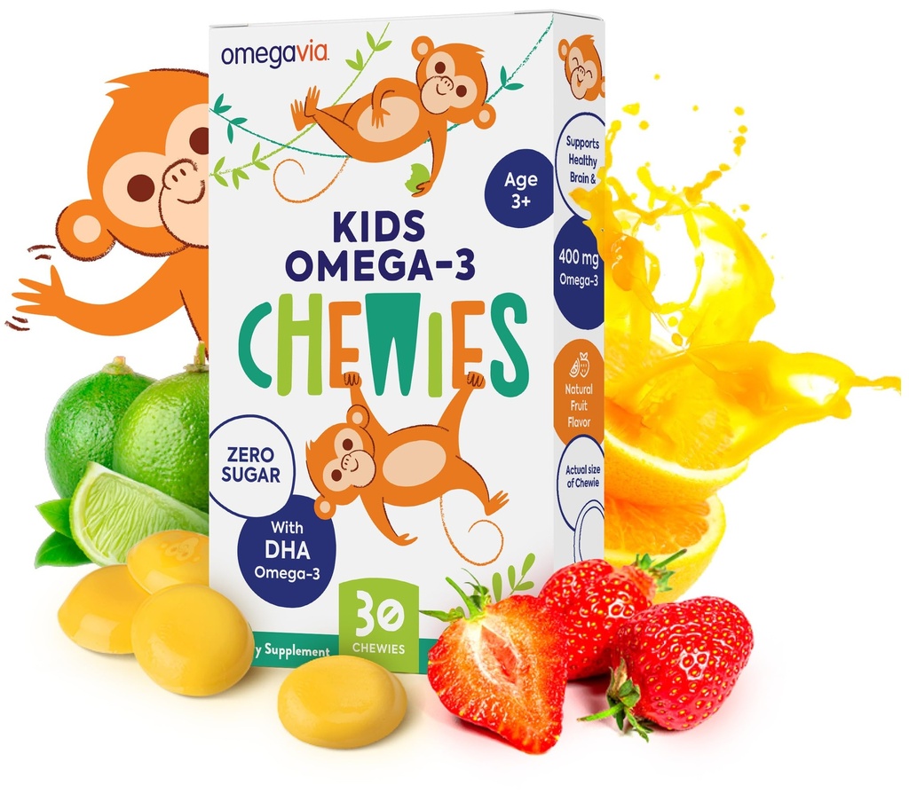 Omega 3 Gummies - Ultra- High DHA Žvýkací gel Gummy - Omega 3 pro děti podporuje Brain & Eye zdraví - Sugar- Free Natural Fruit Flavor - Kids Omega 3 Fish Oil Gummies (30 Počet)