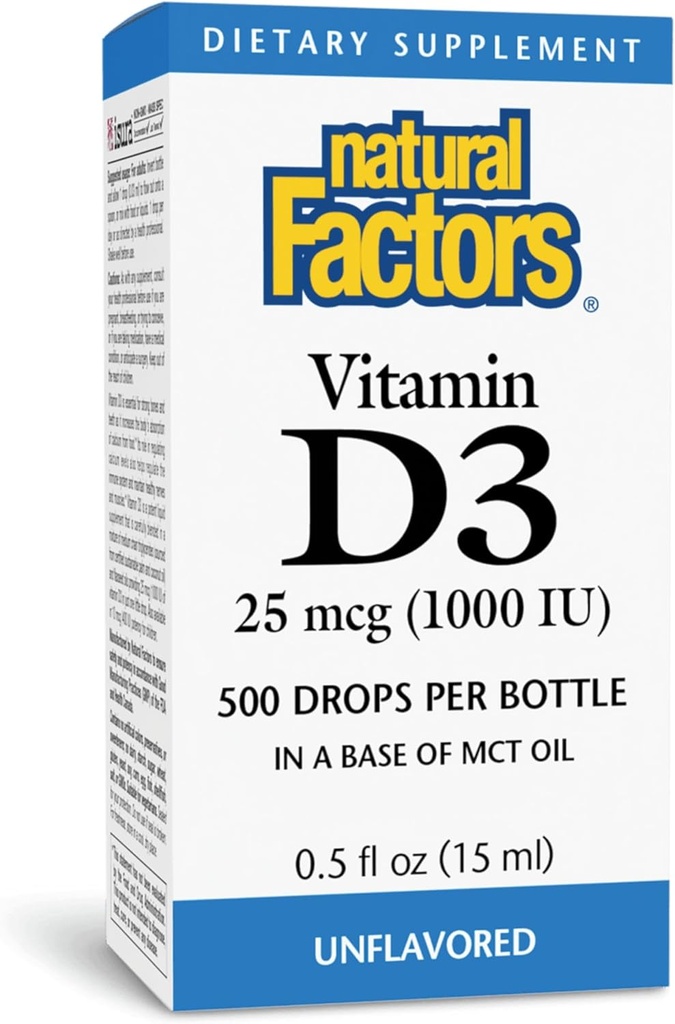 Přírodní faktory Vitamin D3 1000iu Liquid 0.5 OZ (Multi- Pack)