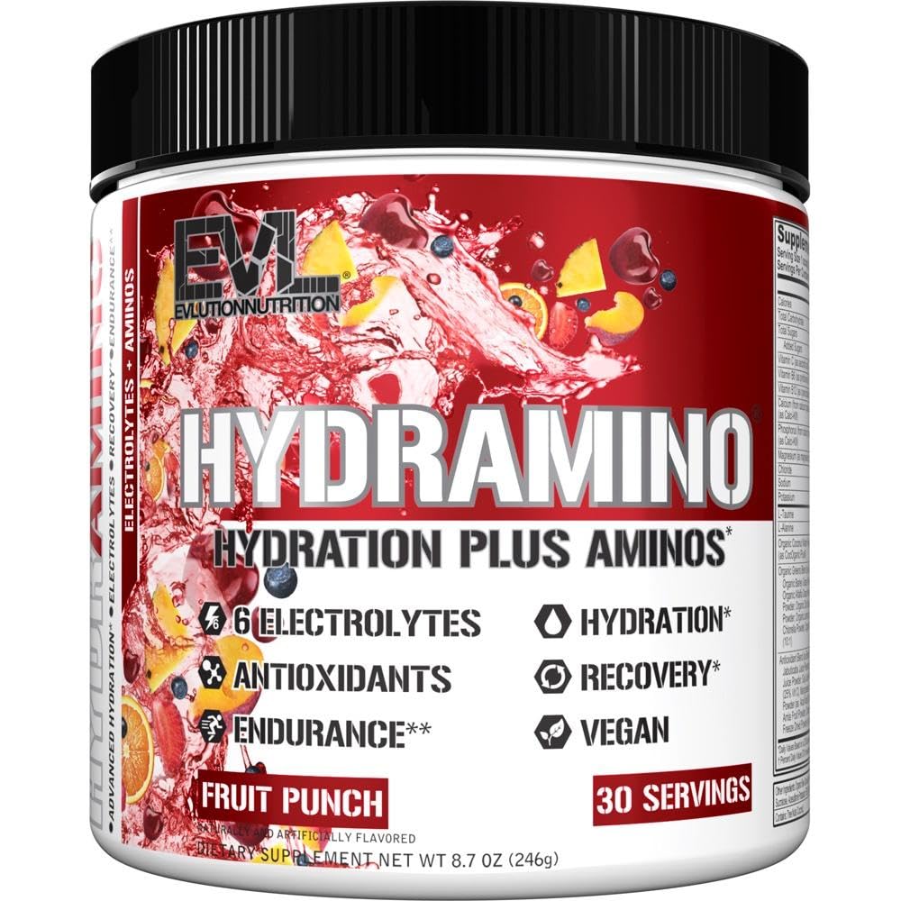 Vylučování Nutrition HYDRAMINO Kompletní Hydratační multiplikátor, všech 6 Electrolyty, Vitamin C & B, Fluid zvýšení Aminos, Kokosová voda, Vytrvalost, Zotavení, Antioxidanty, 30 Sloužit, Ovocný punč