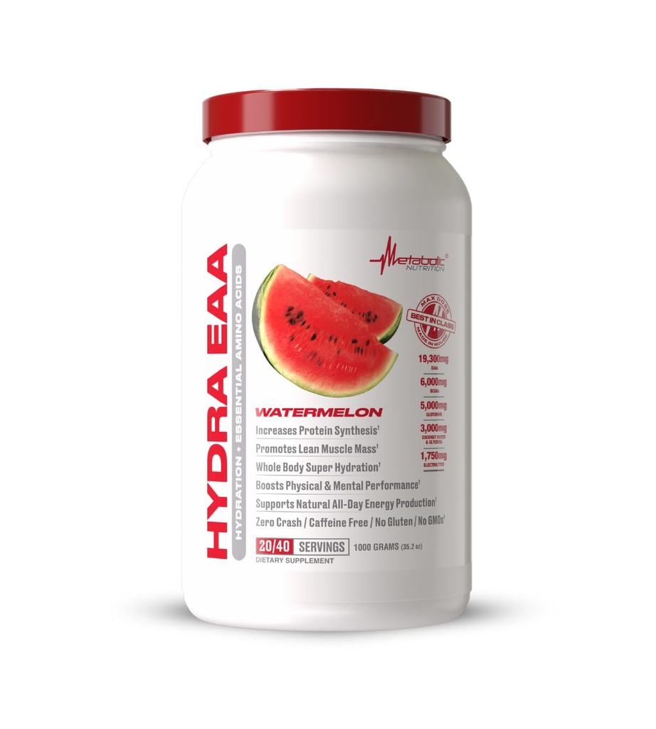 Metabolická výživa Hydra EAA, 1000g esenciálních aminokyselin + hydratace, EAA, BCAA, glutamin, Electorlytes, Coconut Water & Glycerol, Amazing Flavors (Meloun vodní, 1000g)