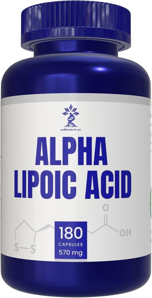 Alpha Lipoic Acid (ALA) 570 mg Kapsle - 180 Count, Gluten Free, Non- GMO, Vegan