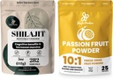 Jungle Powders Premium Duo: 5oz Raw Shilajit & 3.5oz Passion Fruit Powder - Pánská energetická podpora, Imunite Boost, s Freeze Sured Passion Fruit Powder pro pečení, Smoothies, Additive- Free Extract