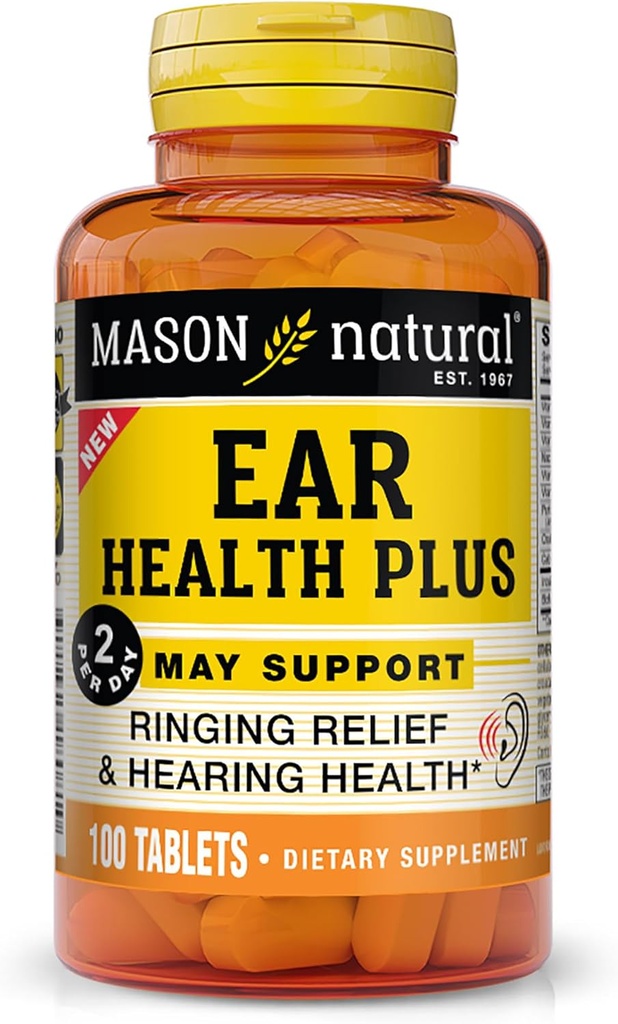 MASON NATURÁLNÍ Ušní zdraví Plus s B vitaminy, 50 denní zásobování, podporuje normální ucho zdraví a vyzvánění