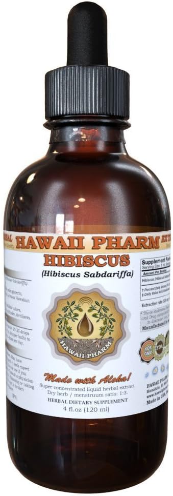 Hawaii Pharm Нibiscus Liquid Extract, Organic Нibiscus Květiny (Нibiscus Sabdariffa) Dodatek k tinktuře 4 oz