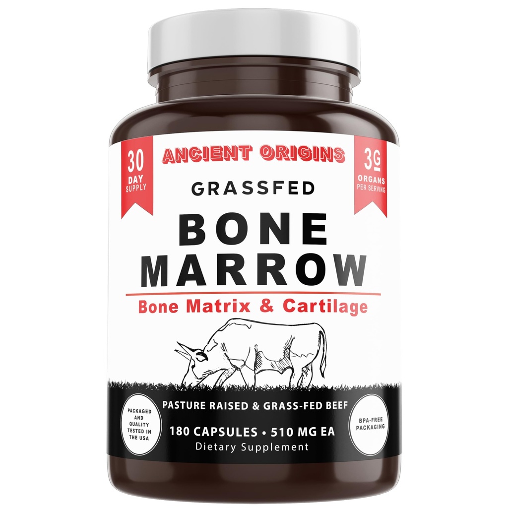 Tráva Fed Bone Marrow dodatek, 3060mg, kůže, ústní zdraví, a společná podpora dodatek, Promotes Whole-Body Wellness, Non GMO celý kostní extrakt, 180 Kapsle