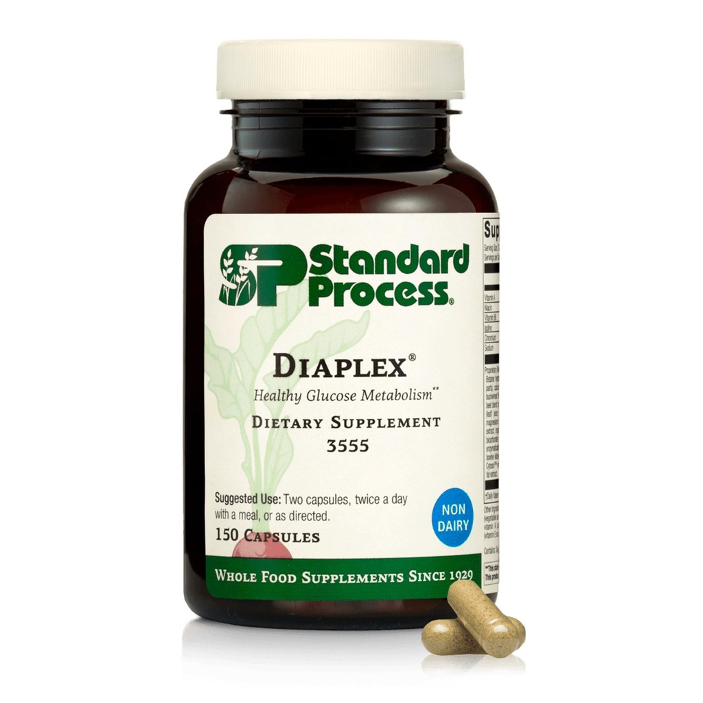 Standard Process Diaplex - Doplněk pro podporu pankreatu a žlučníku - Obsahuje chrom a antioxidant vitamín A - Non- Dairy - 150 Kapsle (75 Služeb)