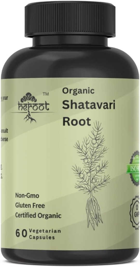 Organic Shatavari Root 500mg (Asparagus racemosus) Menstrual Cramp Relief, Menopauza Support, and Women 's Health CLAS124; 60 Kapsle 124; Hormonální Balance Support