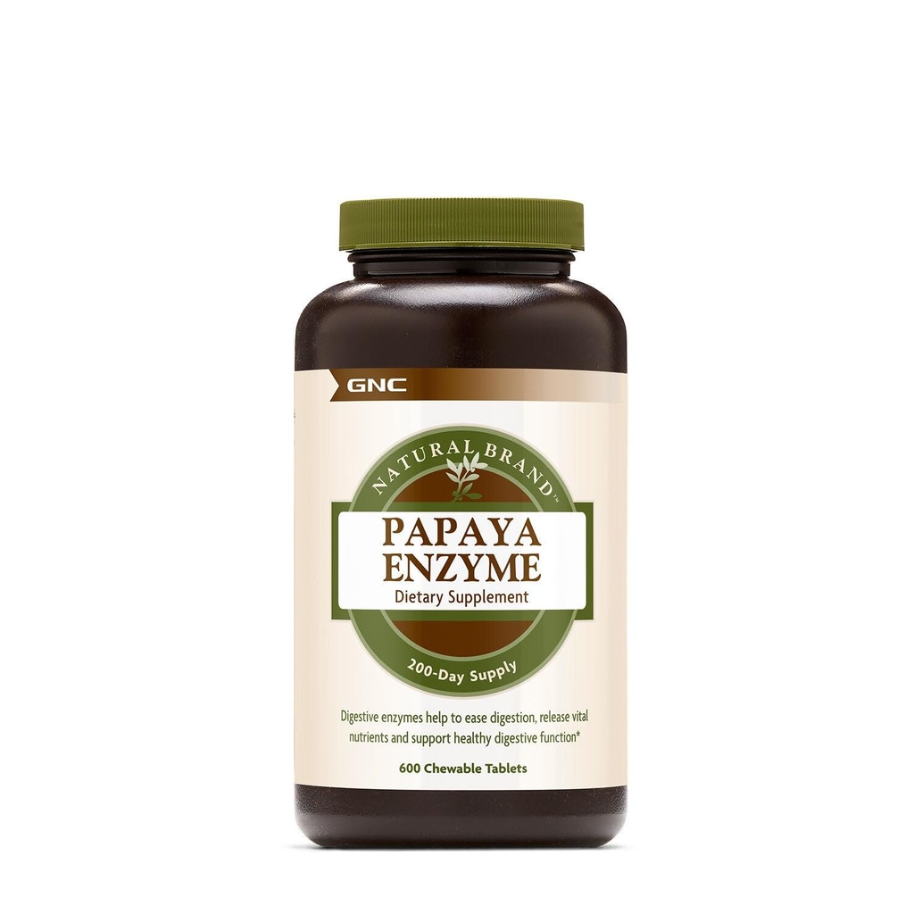 GNC Natural Brand Papaya Enzyme, Podporuje zdravé trávicí funkce, 600 Tablet