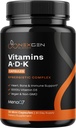 Vysoce absorpční ADK doplněk vitamínu - Veganský vitamin D3 K2 MK7 & A pro regulaci vápníku plus kostní srdce štítné žlázy & imunitní podpora - Vitamin ADK s 5000IU D3 Non GMO & gluten zdarma (1 měsíc)