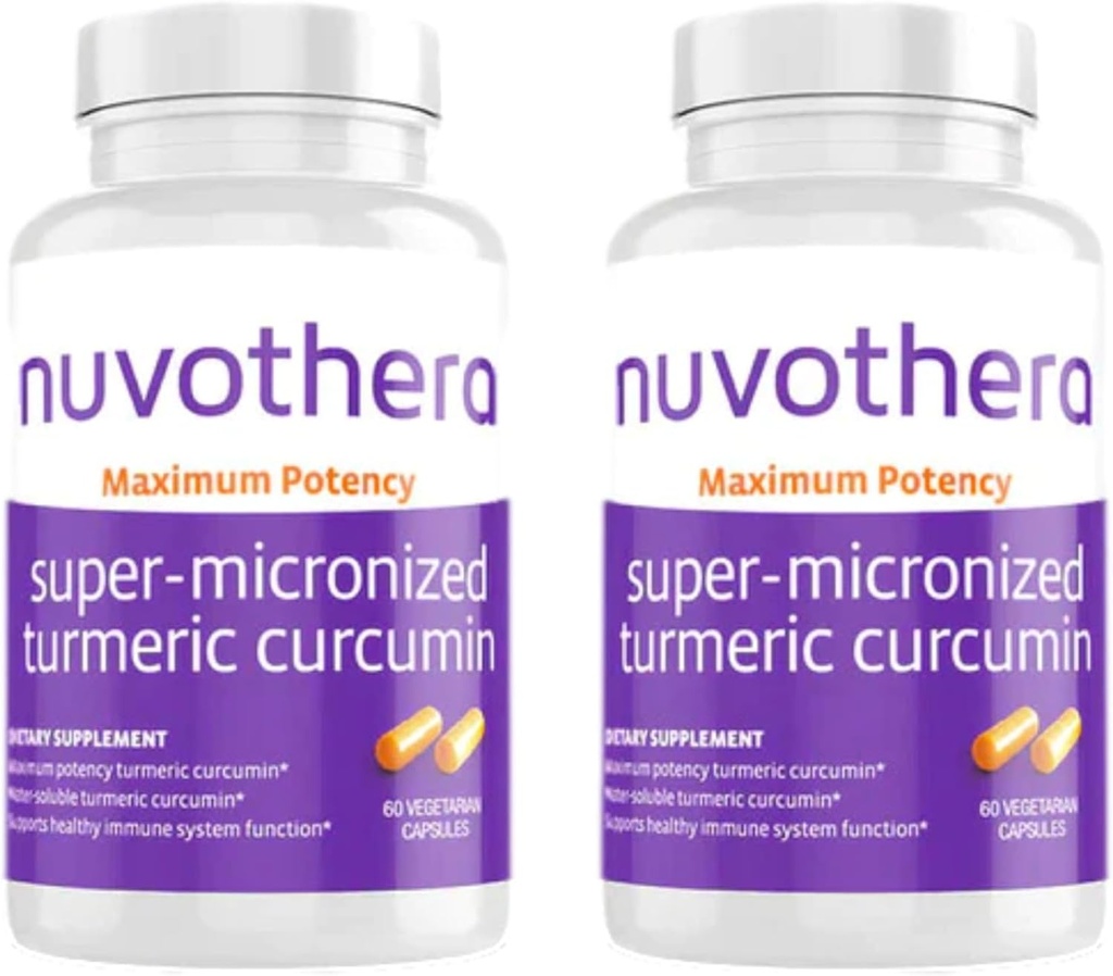Nuvothera Super- Micronised Turmeric Curcumin Kapsle 2- Month Supply Rapid Absorption, Whole Root, Non- GMO, Skin, Gut Health & Antioxidants (120 Kapsle)