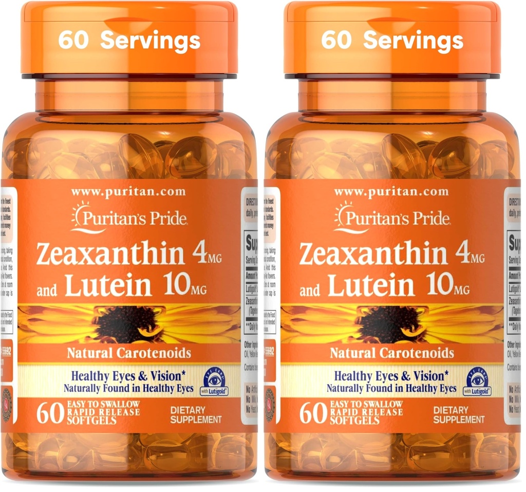 Puritan 's Pride Zeaxanthin 4mg s Luteinem 10mg, podporuje zdravé oči a vidění *, 60 ct (balení po 2)