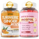 Sugar Free 2Pack Turmeric Ginger Gummies & 2Pack Myo- Inositol & D- Chiro Inositol Gummies