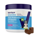 Vetnique Glandex Daily Probiotika pro psy s prebiotiky na podporu Gut zdraví s fiber a trávicí enzymy, Probiotické žvýkání nebo prášek (60ct Chews, Bacon Chews)