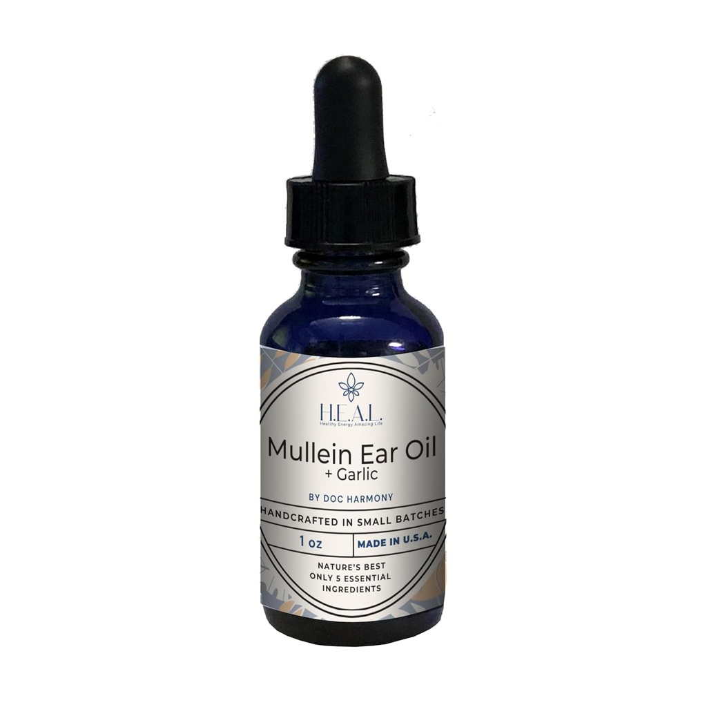 Harmony Mullein Ušní olej + Česnek Olej - 1oz pro suché, svědící uši