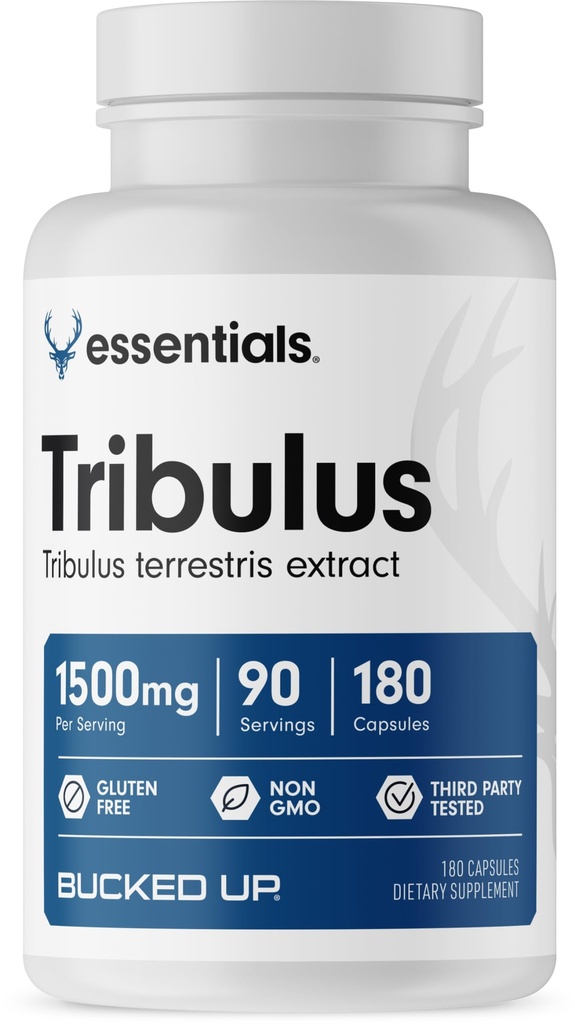 Bucked Up Tribulus 1500mg Per Serving, Essentials (90 Doručování, 180 Kapsle)