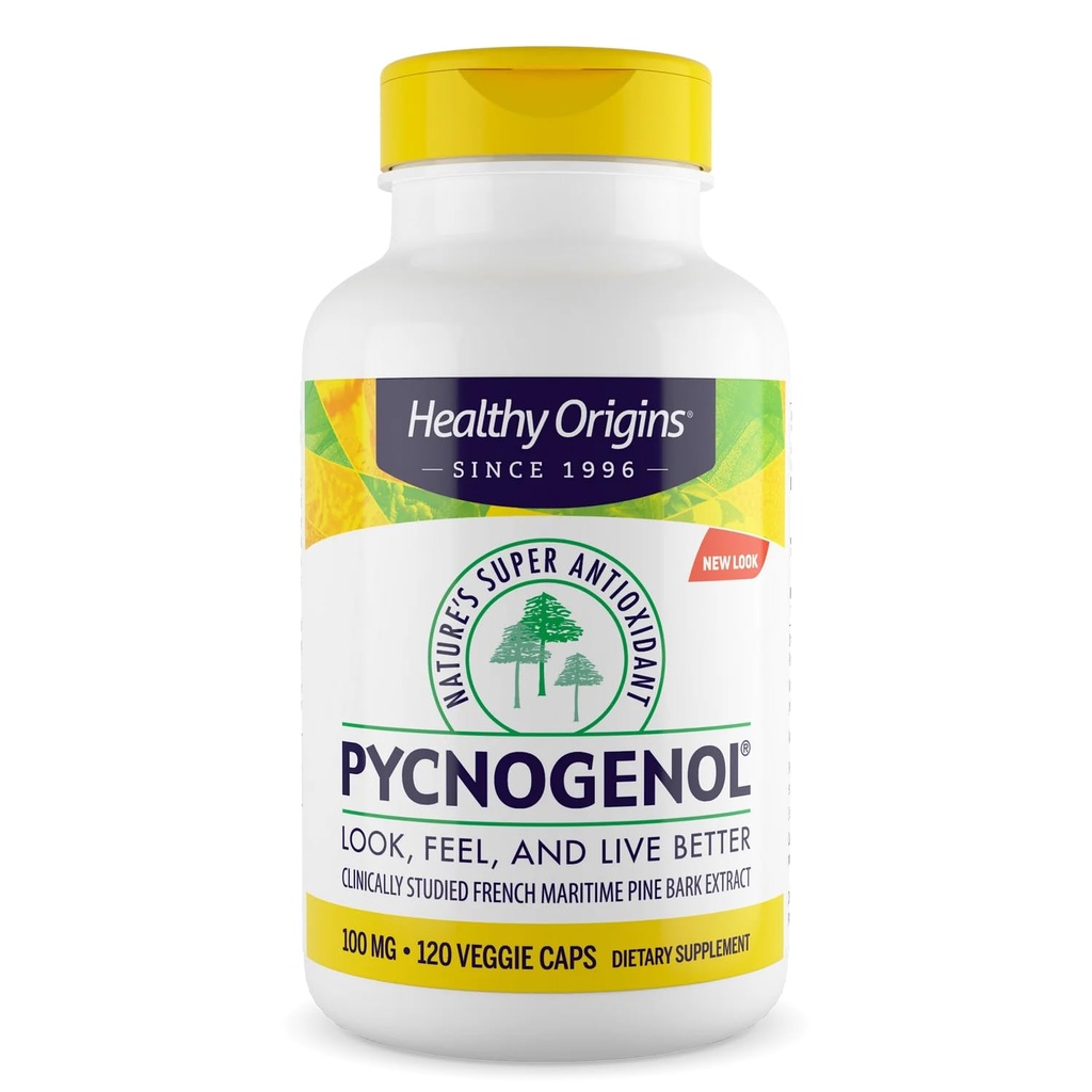 Zdravý původ Pycnogenol 100 mg (Nature 's Super Antioxidant, Non- GMO, gluten Free, Kardiovaskulární podpora), 120 Veggie Caps