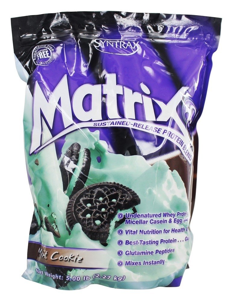 Syntrax Nutrition Matrix Protein Powder, Sustaination- Release Blend, Mint Cookie, 5 liber.