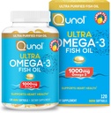 Qunol Omega 3 Fish Oil Mini Softgels, 1000mg Ultra čistý rybí olej, Heart Health Support, Omega 3 DHA doplňky, Lemon Flavor, 2 měsíční dodávky, 120 Počet