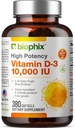 biophix Vitamin D-3 10000 IU 380 Softgels - High-Potency in Extra Virgin Olive Oil Non- GMO Soy-Free Podporuje silné kosti imunitní zdraví