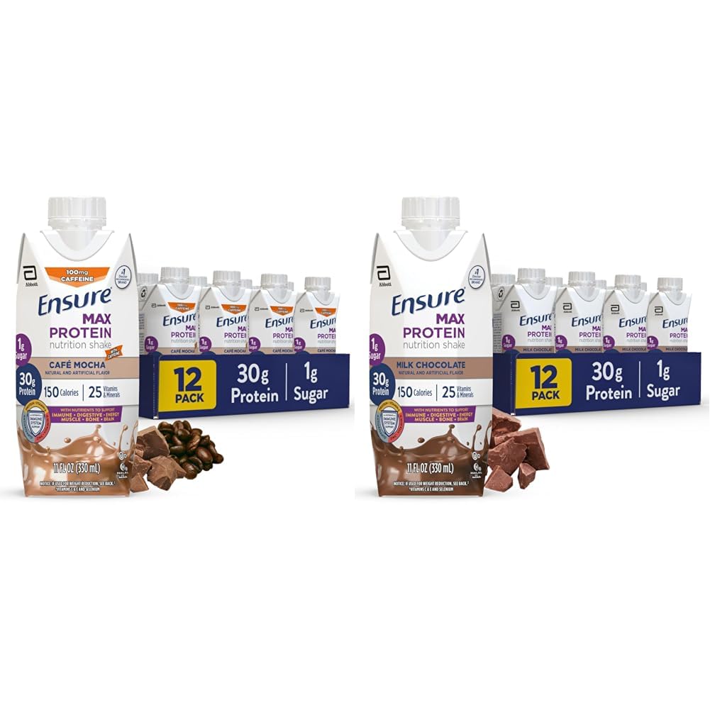 Zajistit Max protein nutriční Shake s 30g protein, 25 vitaminů a minerálů, 7 Flavors včetně Cafe Mocha a mléčné čokolády, balení po 12, gluten zdarma