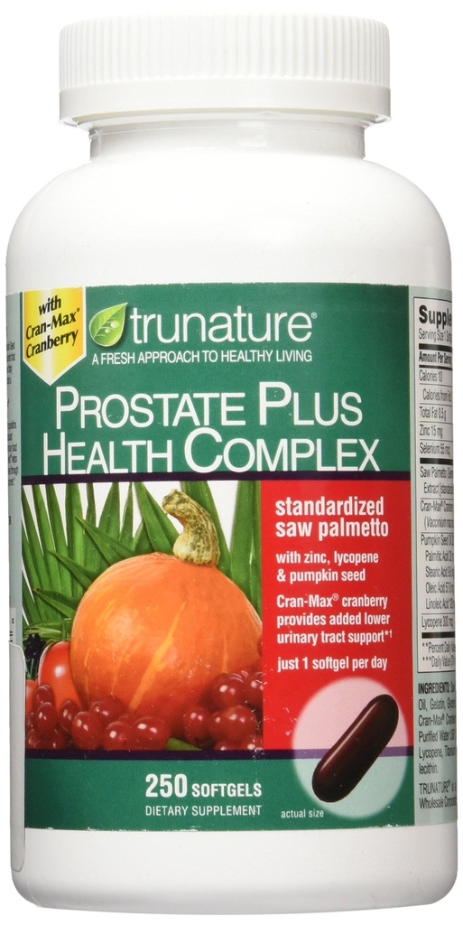 Trunature Saw Palmetto Prostate Zdravotnický komplex se zinkem, lykopenem a dýňovým semenem, 250 Softgels