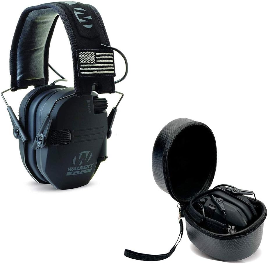 Walker 's Razor Slim Electronic Shooting Protection Muff (Zvukové zesilování a potlačení) s ochranným pouzdrem