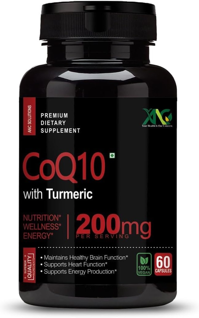 Generická Viva vysoká absorpce CoQ10 s turmerickou - Antioxidační nutriční doplňky, srdeční zdraví a zdravé funkce mozku - Ubiquinol pro mitochondriální zdraví - 200mg 60 Kapsle