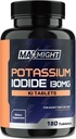 Iodid draselný 130 mg, Non- GMO, dodatek stravy, 180 tablet, až 6 měsíců dodávky, iodid draselné pilulky, YODO Naciente, Made in USA