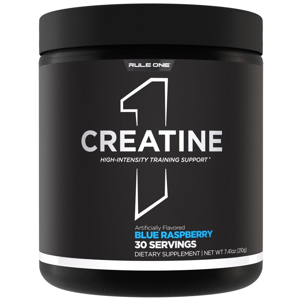 Pravidlo 1 Creatine Powder - Čistá mikronizovaná kreatinová monohydrát pro cvičení s vysokou intenzitou a štíhlou podporu tělesné hmotnosti, ochucené a neochucené (30 Služeb, modrá Malina)