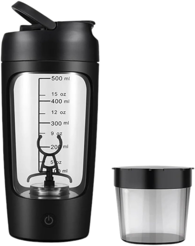 Elektrické přenosné proteinové třepačky láhev pro hladké míchání CUP 124; w / ZDARMA PROTEIN POWDER CUP CUP 124; Premium láhev vyrobená z Tritanu - BPA zdarma CUP 124; 650 ml CUP 124; Dobíjecí CUP 124; pro GYM & Sports Enthusiast. (černá)