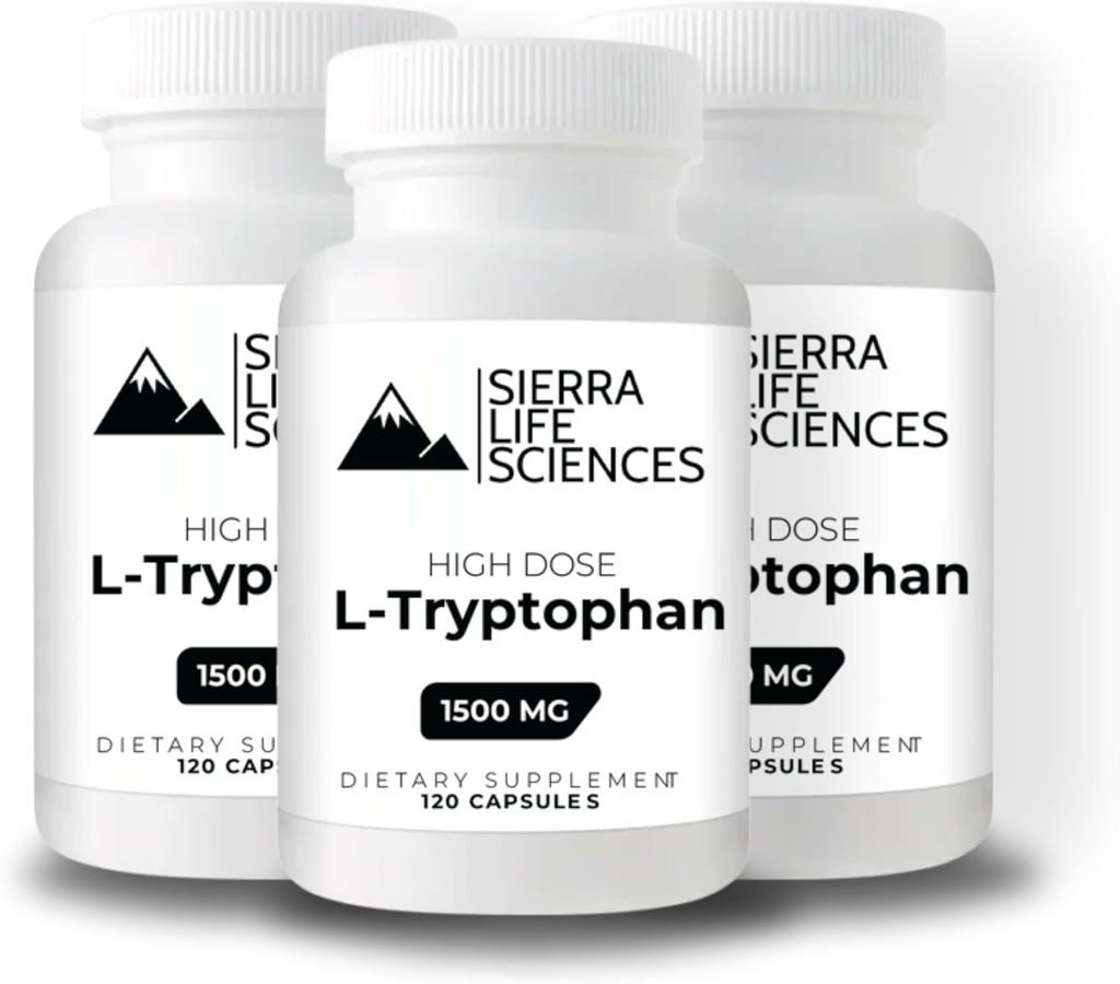 1500mg High Dose L- tryptofan Max in Easy- to- Swallow Capsules CLAS124; Gluten- Free, Non- GMO CLAS124; 40 Servings (3- Pack)