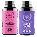 Šťastný zdravý hippie jít s Flow Menopauza Podpora & Vegan kolagen stavitel kolagen pilulky