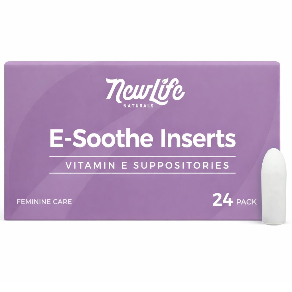 NewLife Naturals Vitamin E Suppositors 38IU - Vaginální Sucho Irritace Menopauza Atrofie Relief - Všechny přírodní Estrogen Free Feminin Care - 24 Vložení