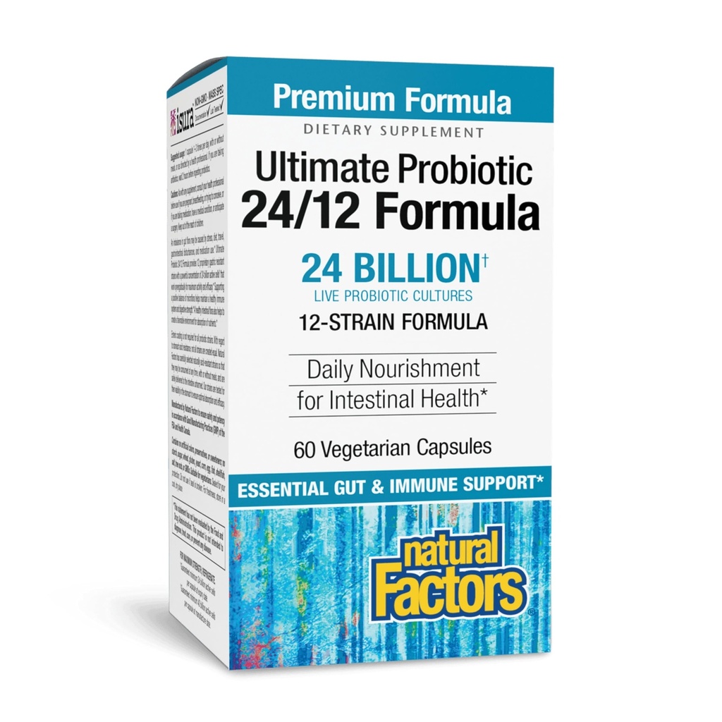 Přírodní faktory Ultimate Probiotic 24 / 12 Formule - Digestive Health Supplement with Probiotics - Imunity & Gut Health Supplement - 60 Vegetariánské Kapsle (60 Služeb)