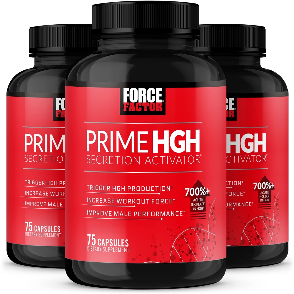 FORCE FACTOR Prime HGH Secretion Activator, 3-Pack, HGH dodatek pro muže s klinicky studoval abecední velikost pomoci Trigger HGH Výroba, Zvýšení pracovní síly, & Zlepšit výkon, 225 Počet