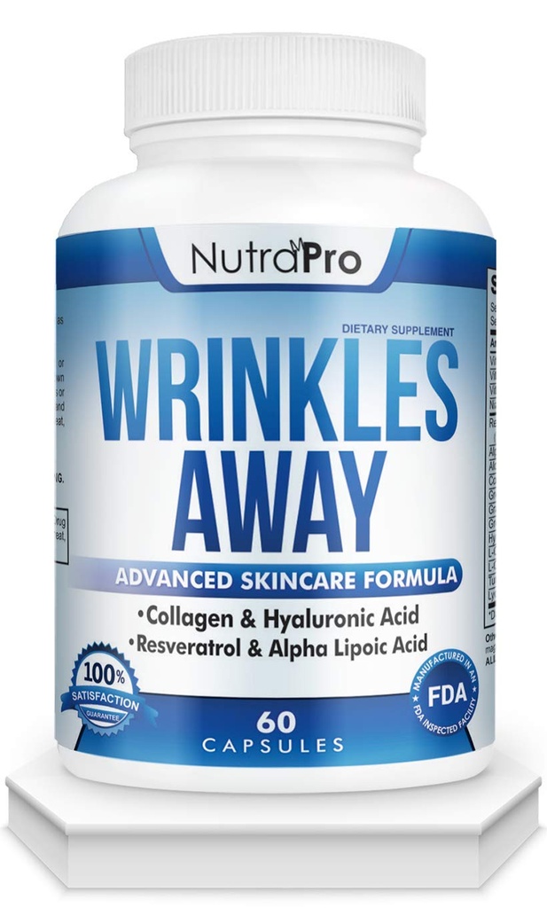 NutraPro Anti Wrinkle a nestárnoucí kožní vitamíny - Dermal opravy komplexu pro kůži opravy s kolagen & Resveratrol & Alpha - Lipoová kyselina & Hyaluronic kyselina dodatek k obnově kůže