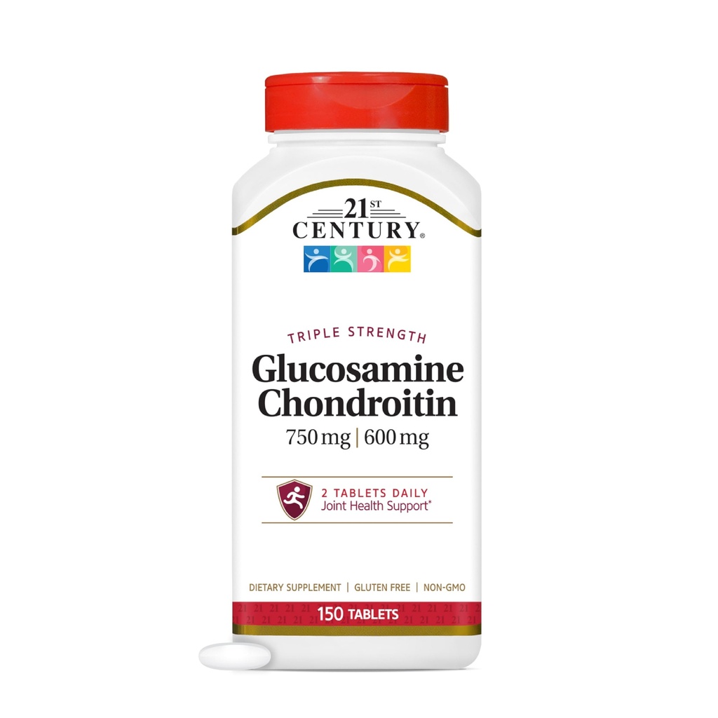 21. Století Glucosamine Chondroitin 750 / 600mg - Triple Strength, Tablety, 150 Počet