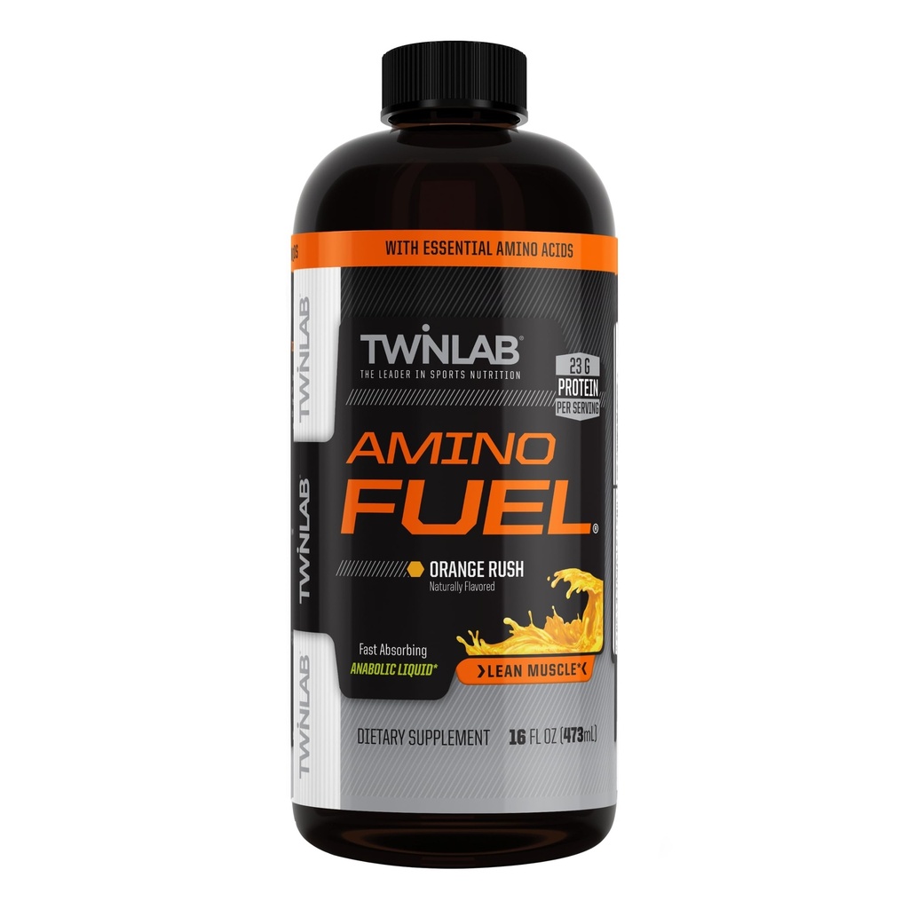 Twinlab Amino Fuel - Pre- Workout a Post- Workout Energy Drink & Supplement -16 fl oz, Orange Rush