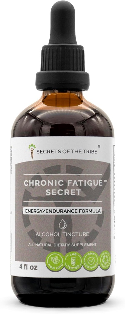 Tajemství kmene - Chronická únava Secret, Bylinný dodatek Směs Kapky Alkohol tekutý extrakt, Energie / Endurance Formule (4 fl oz)