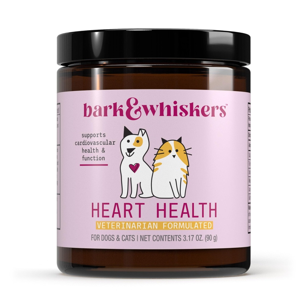 Bark & Whiskers Heart Health for Dogs & Cats, 3.17 oz. (90g), 90 Scoops, Cheddar Cheese Flavor, Podporuje kardiovaskulární zdraví a funkce, veterinář vyškolený, Non- GMO, Dr. Mercola