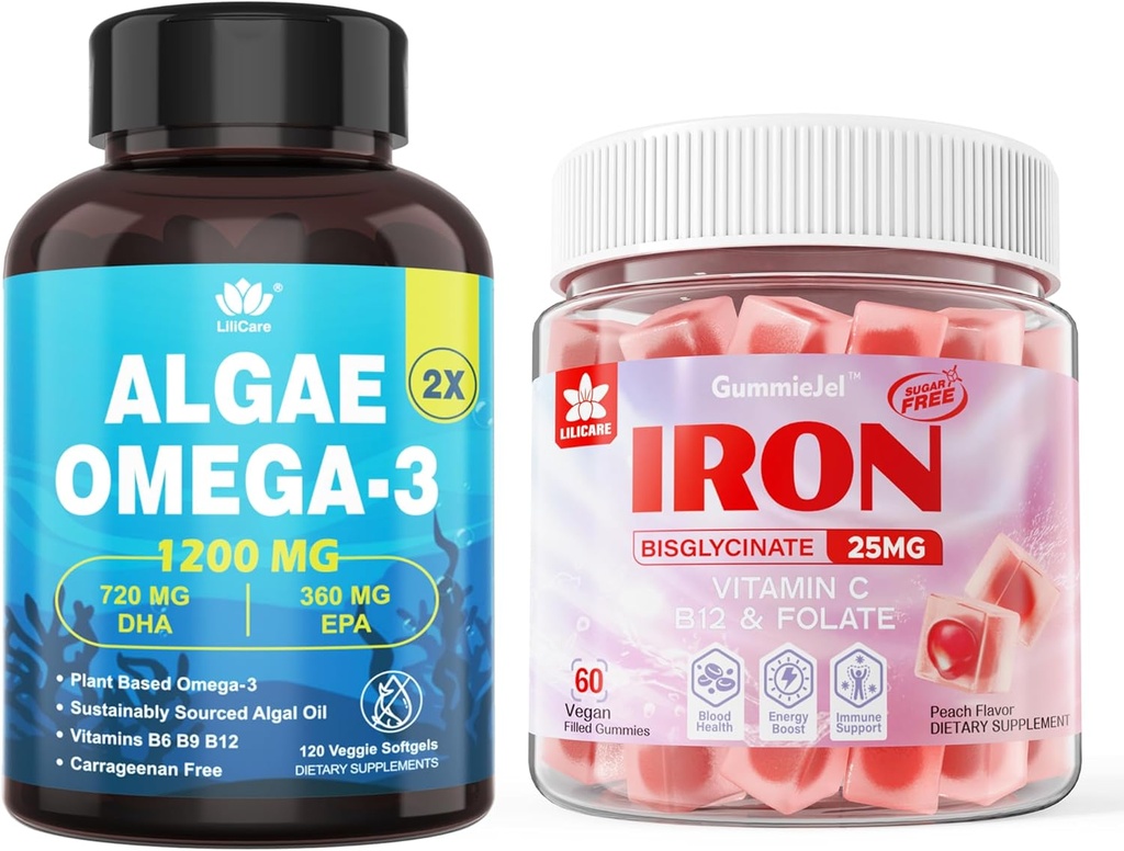 Vegan Iron Gummies & Plant- based Algae Omega 3 1200mg dodatek