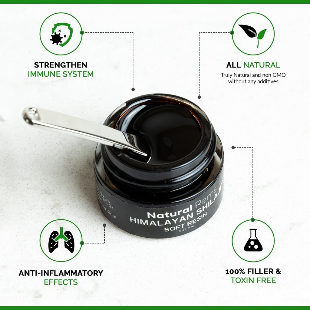 Natural Rems Organic Shilajit - Shilajit Pure Himalayan Organic - Pure Shilajit Fulvic Acid Supplement - Shilajit Energy and Focus Supplement - holistické zdravotní doplňky...