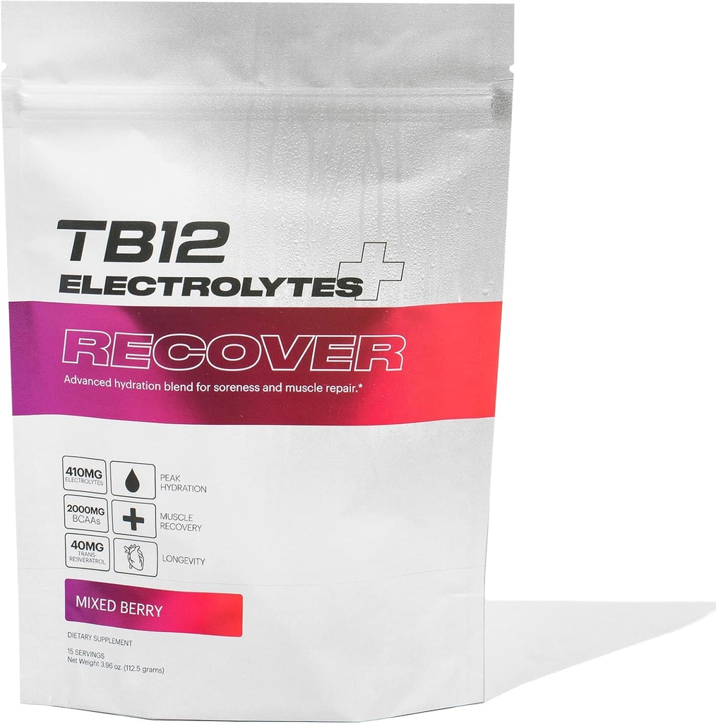 TB12 Electrolytes Plus Recover - Post- Workout Electrolytes Pow- Pow- Workout Pow- Electrolytes Pow- Pow- Pow- Pow- Pow- Recovery Electrolytes Pow- Performance Ingredients Functional Recovery Plan124; Tart Cherry, L- Glutamin, BCAA Plang 124; Muscle Recovery & Soliency Relief Pland. 124; Sugar Free, Non- GMO