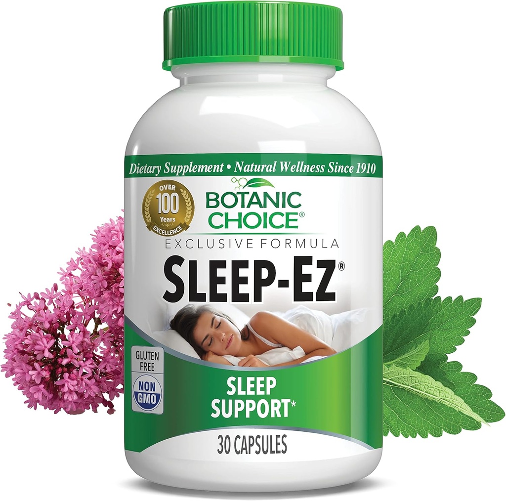 Botanická volba Sleep- Ez - Mocná směs Valerian Extract, Melatonin, chmel, Kava Kava a Lemon Balzám pomoci Foster Spánek bez grogginess (30 Kapsle)