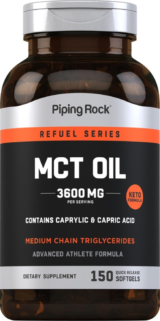 Piping Rock MCT Oil Softgel Kapsle 124; 3600mg Př
