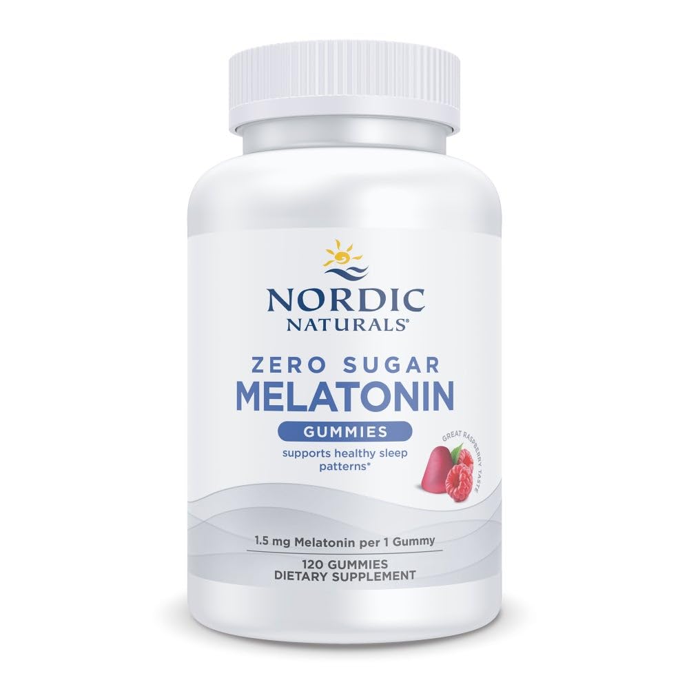 Nordic Naturals Nulový cukr Melounové gumy, Maliny - 120 gumové - 1,5 mg melatonin - Velká chuť - Restful Sleep, Antioxidant Support - Non- GMO, Vegan - 120 Služeb