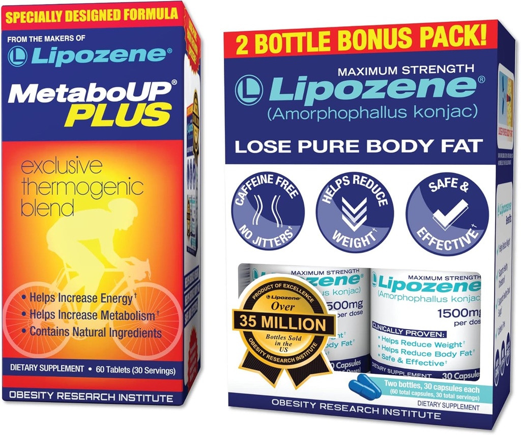 Lipozene Váha Ztráta Pills Dvojité balení a MetaboUp Plus termogenní doplněk - Appetite Suppressant