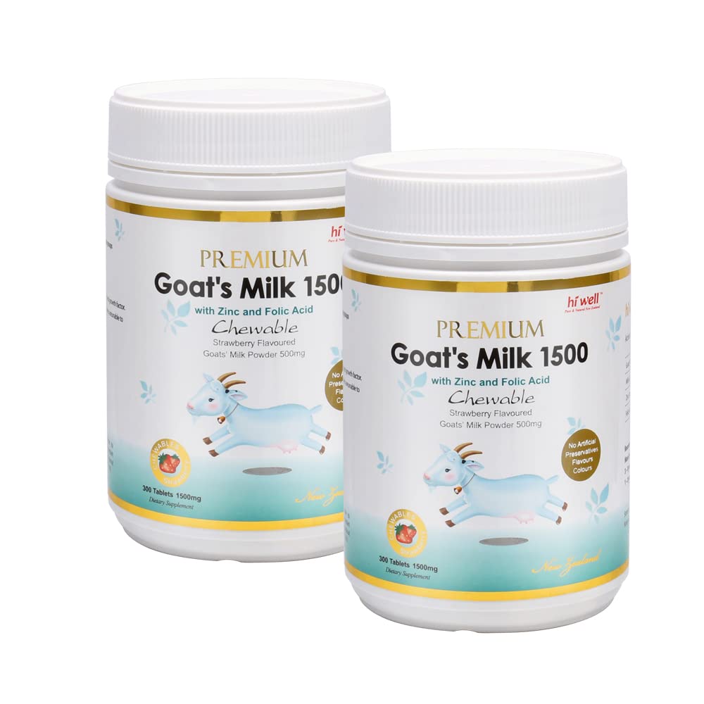(Balení po 2) Hi Well Premium Goat 's Milk 1500 300Tablets Strawberry